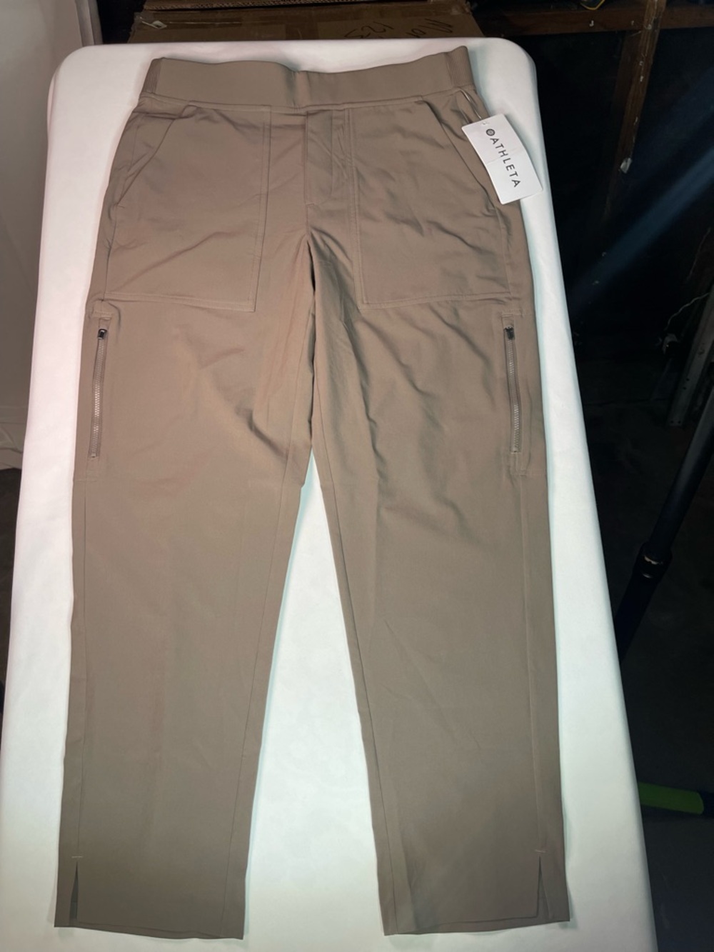 Athleta Taupe Cropped Cargo Joggers - Picture 2 of 9